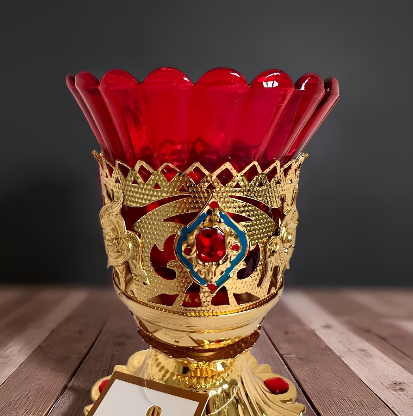 Brass Table Icon Lamp 12cm x 9cm, Orthodox Oil Lamp, Vintage Oil Candle, Retro Icon Lamp, Glass Oil Lamp, Orthodox Christian Prayer Lamp