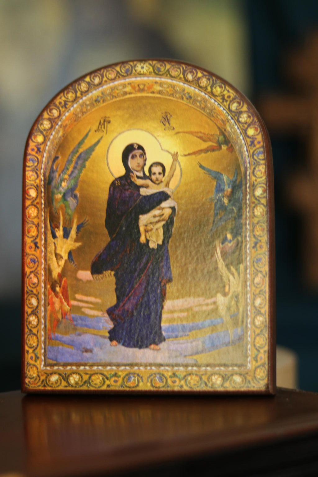 Wooden Orthodox Icon 6.3in, Virgin Mary With Child Icon, Christian Icon, Orthodox Icon