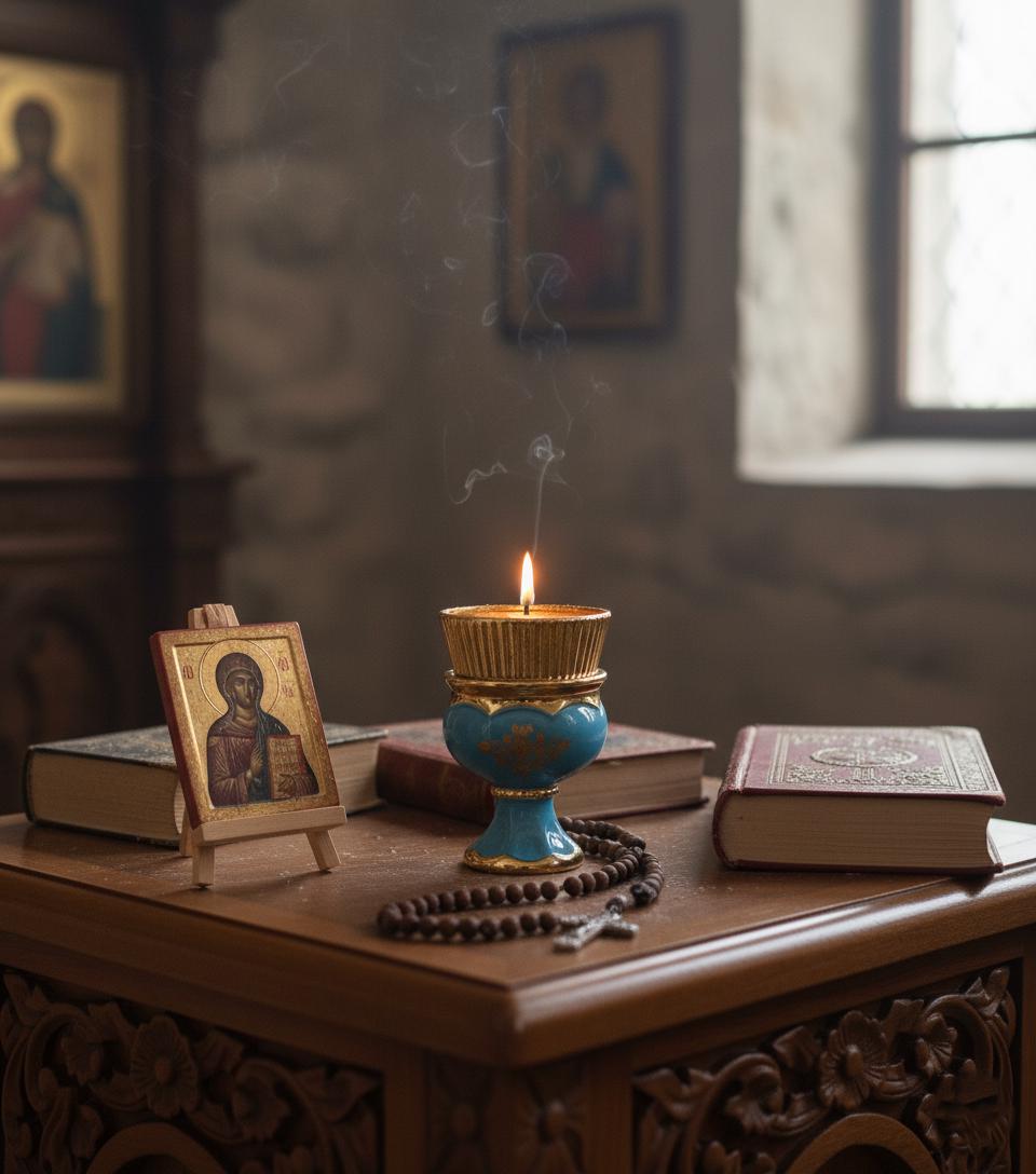 Ceramic Table Oil Lamp 4.7in, Icon Lamp, Vintage Oil Candle, Retro Oil Lamp, Glass Oil Lamp, Orthodox Lamp, Prayer Lamp, Religious Gift