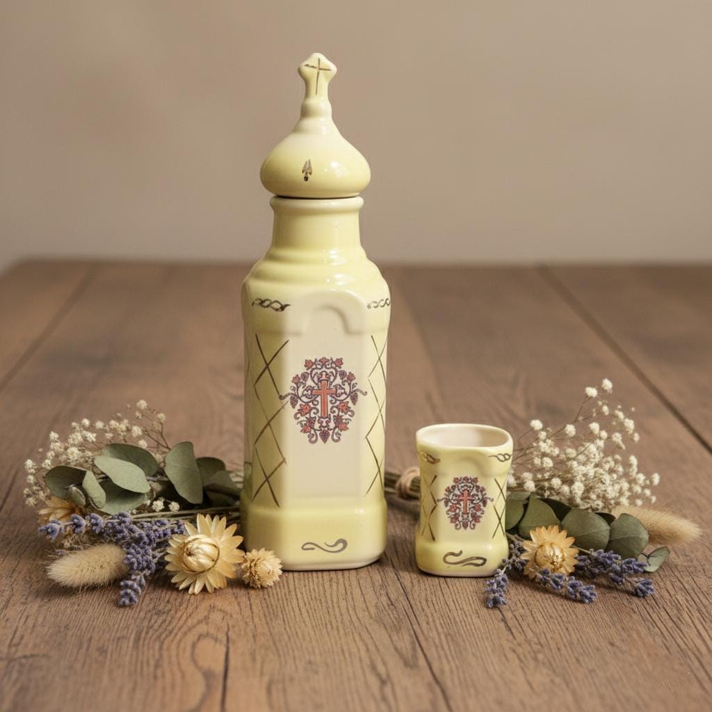 Ceramic Holy Water Bottle 9.84in, Orthodox Holy Water Bottle, Christian Bottle, Church Supply, Religious Decor, Prayer Corner