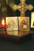 Kazan Mother of God and Jesus Christ Diptych Orthodox Icon 4.7in