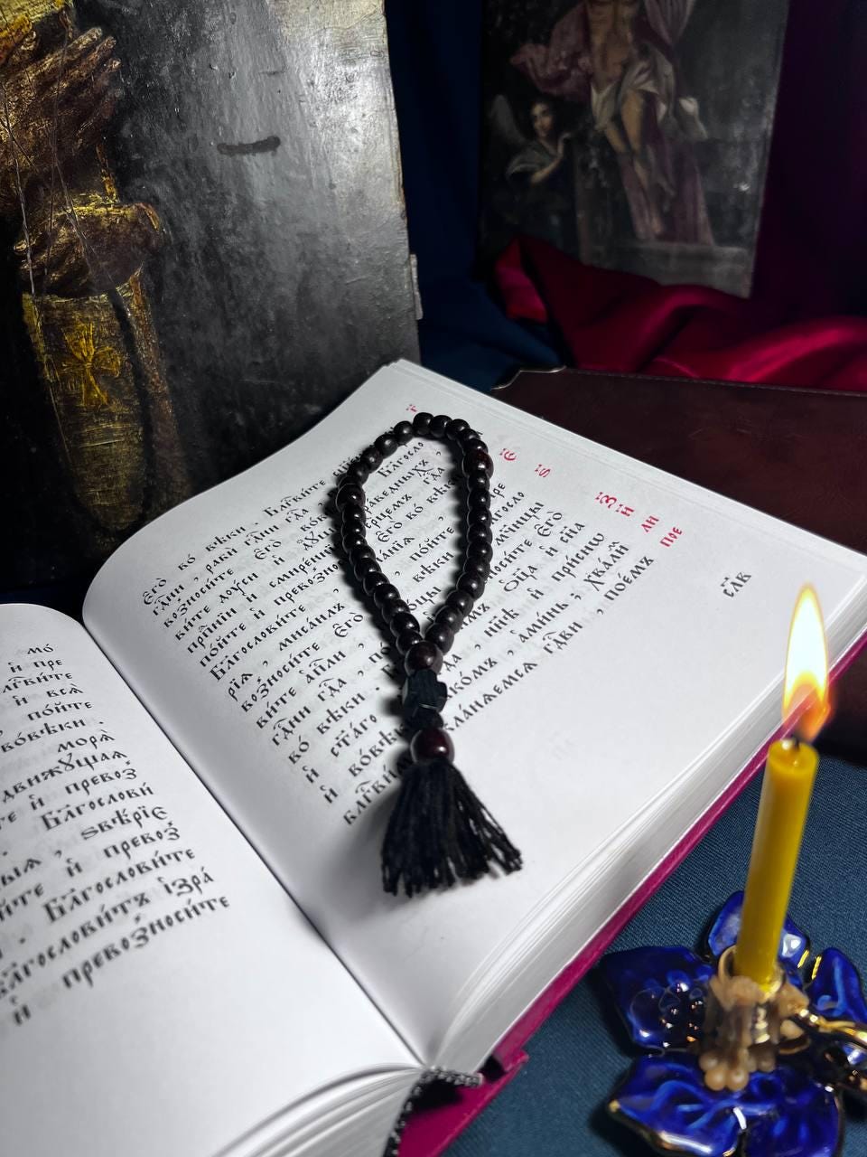 Orthodox Wooden Prayer Beads with Tassel – Handmade Black Wood Orthodox rosaries, prayer beads, first communion