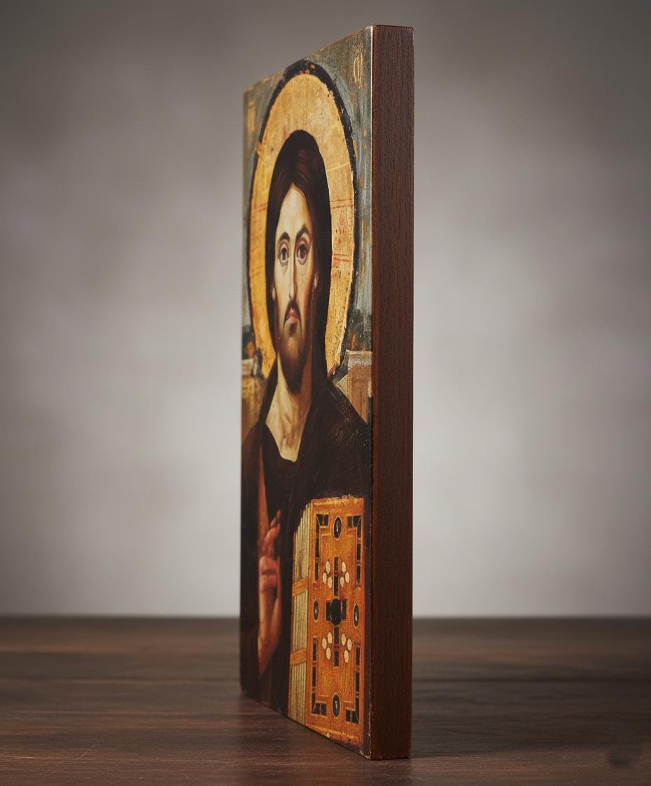 Wood Icon 3.1×5.5 in, Christ Pantocrator Icon, Orthodox Icon, Christian Decor.