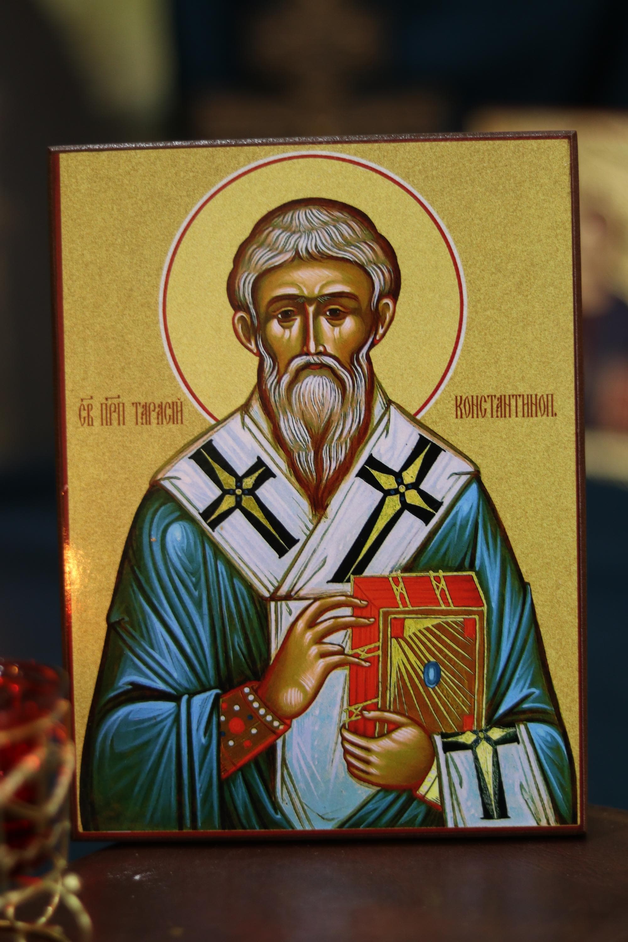 Saint Tarasius Icon, Wooden Icon Orthodox Icon, Christian Wall Decor