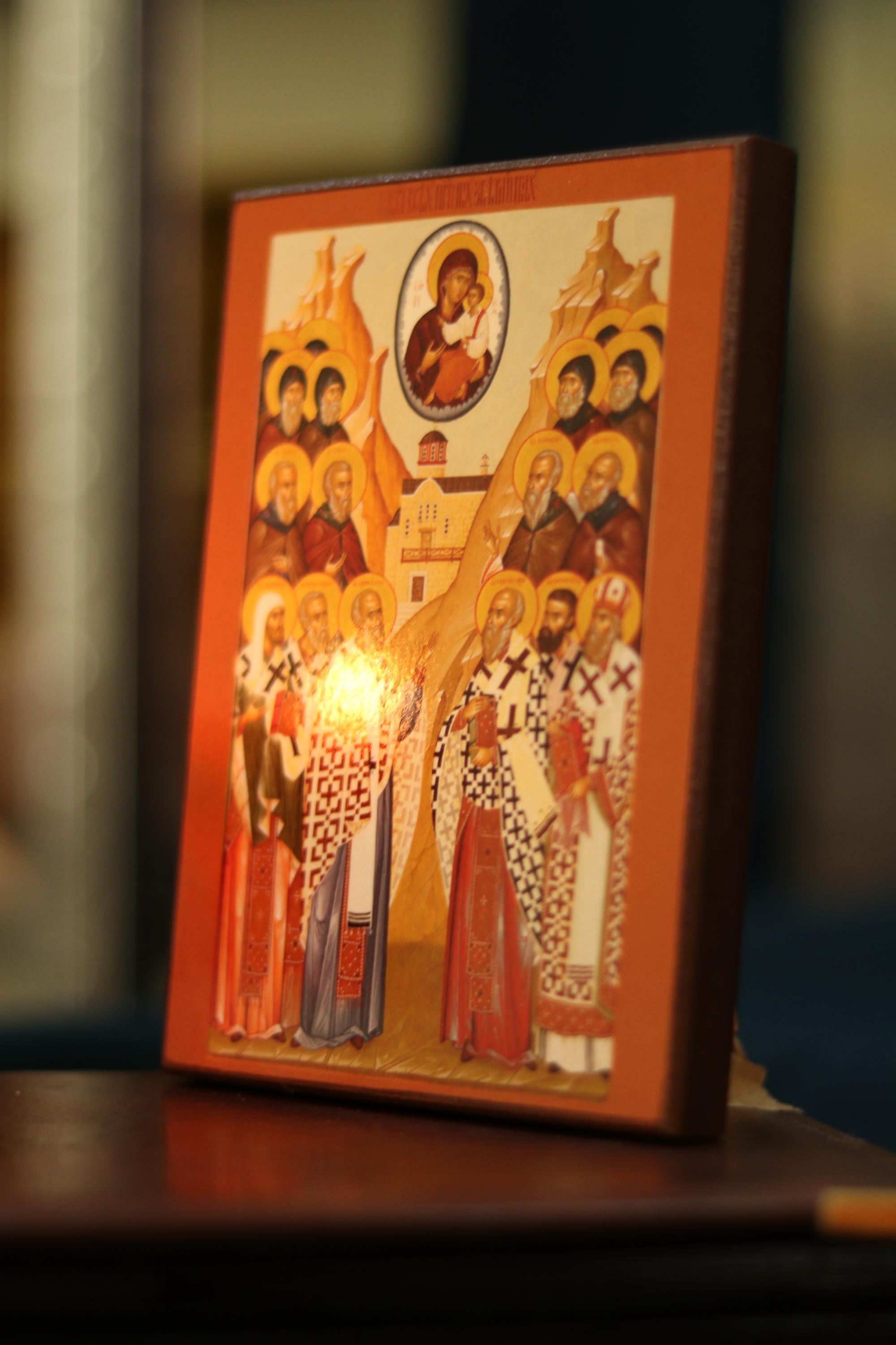 Orthodox Wooden Icon ches Icon, Synaxis of Zverynets Monks