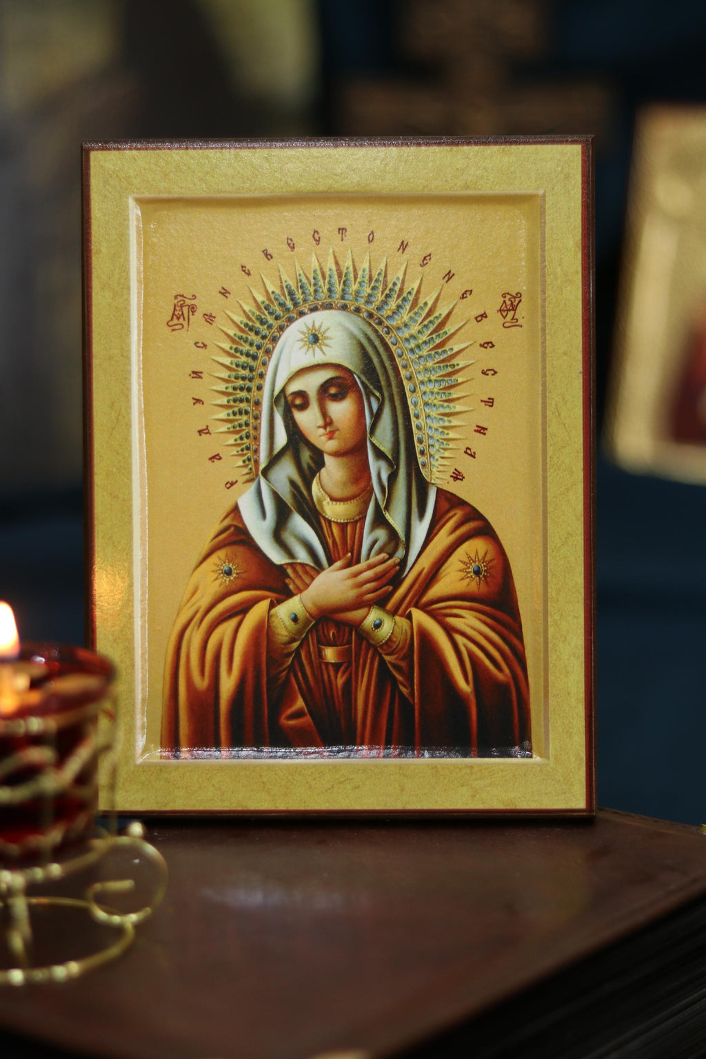 Tenderness Mother of God Icon Wooden Orthodox 6.3x4.7in