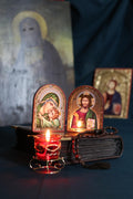 Wooden Folding Icon 4.3in, Orthodox Diptych, Virgin Mary Icon, Jesus Christ Icon, Christian Gift, Prayer Corner Decor