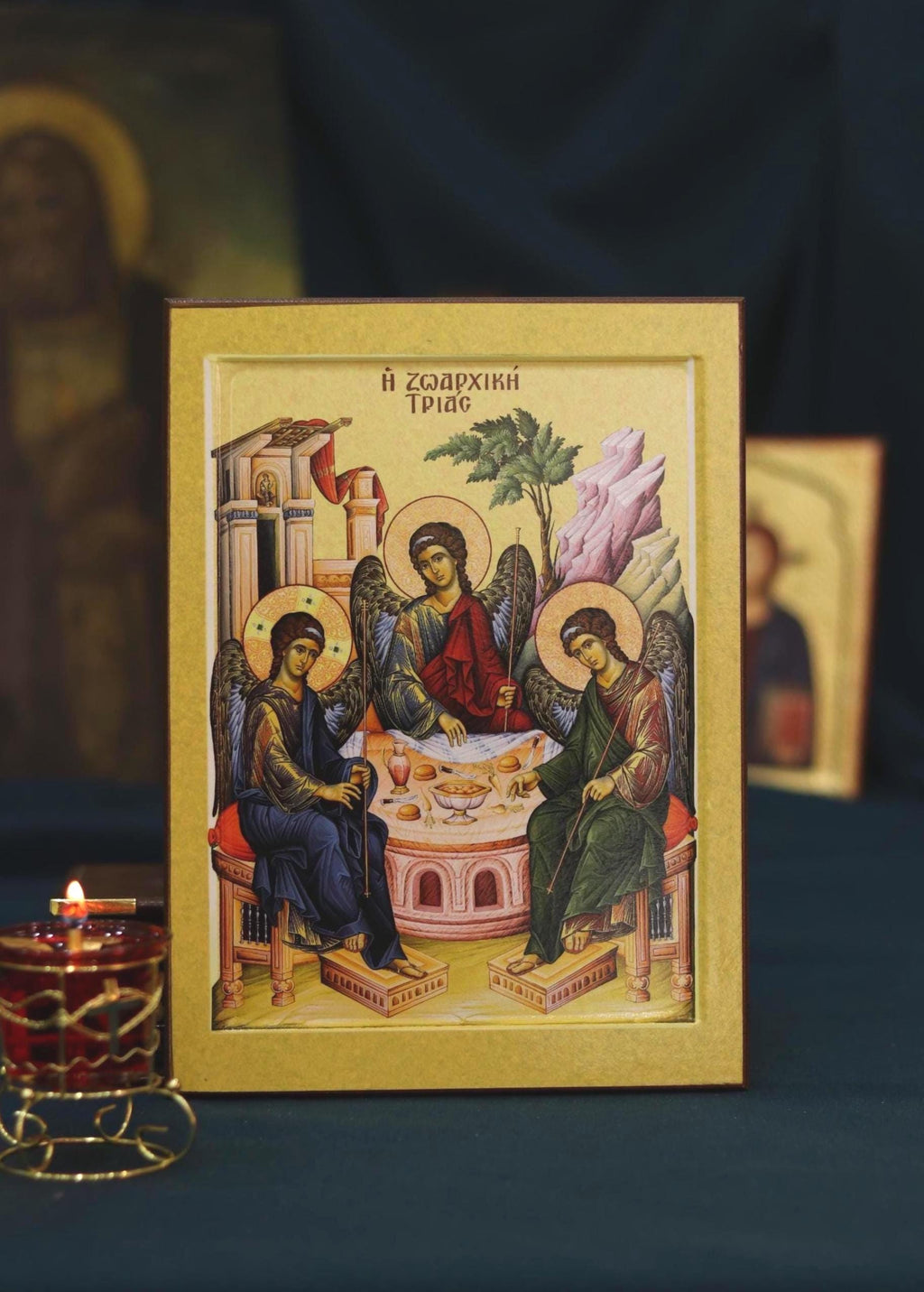 Holy Trinity Orthodox Wooden Icon Christian Wall Art Prayer Icon