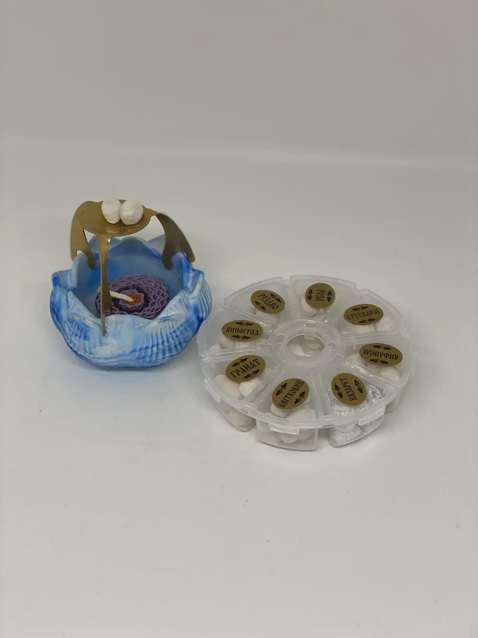 Home Incense Set – 8 Types of Athonite Incense, Candle Holder “Lotus”, Spider Stand & Folding Icon