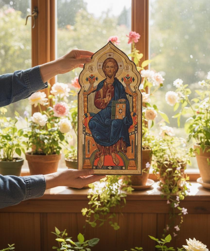 Icon Diptych 12.6 in, Orthodox Icons, Jesus Christ, Virgin Mary, Christian Gift, Religious Decor, Wedding Gift, Home Altar