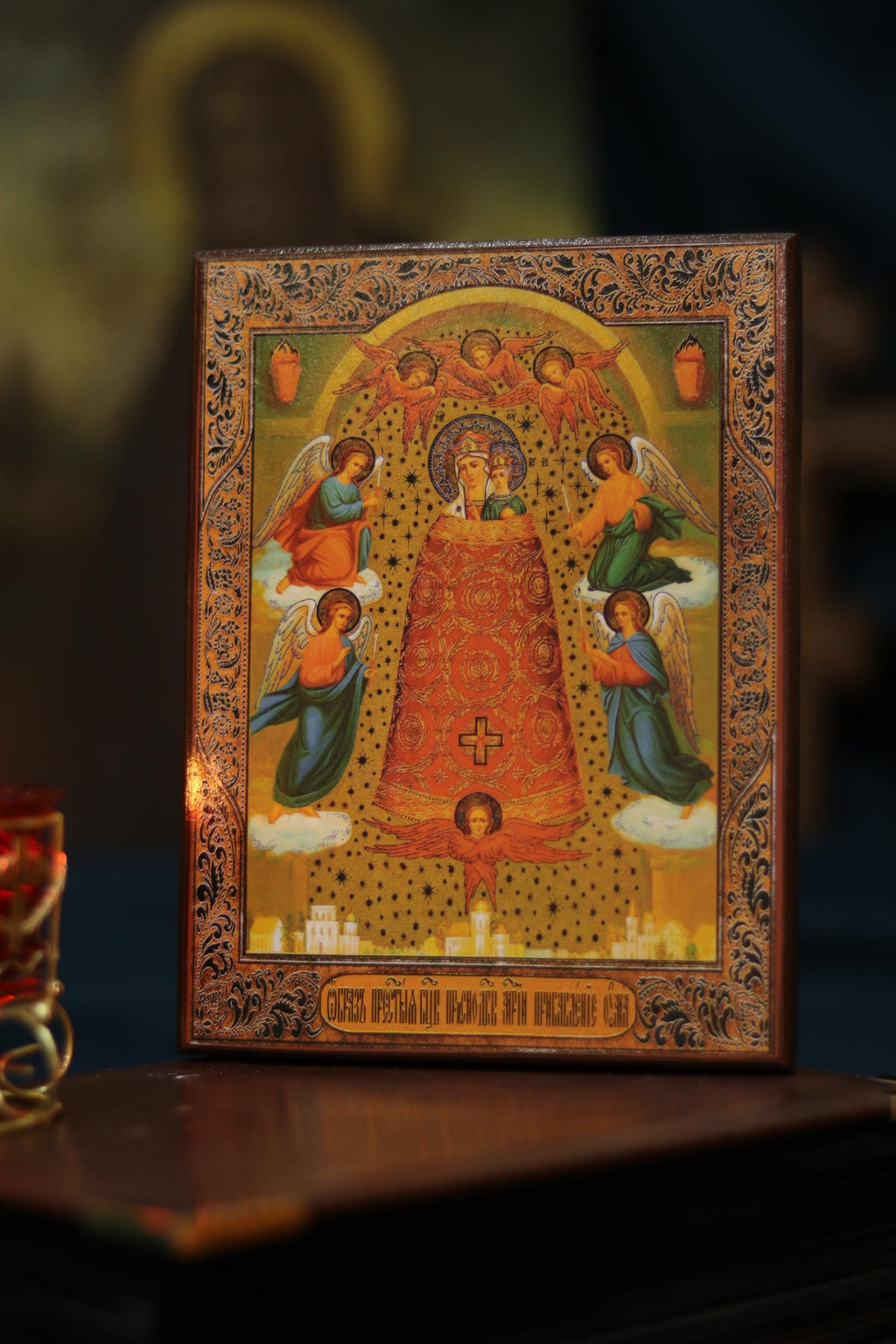 Adding of Mind Mary Icon Wooden Orthodox 6.3x4.7in