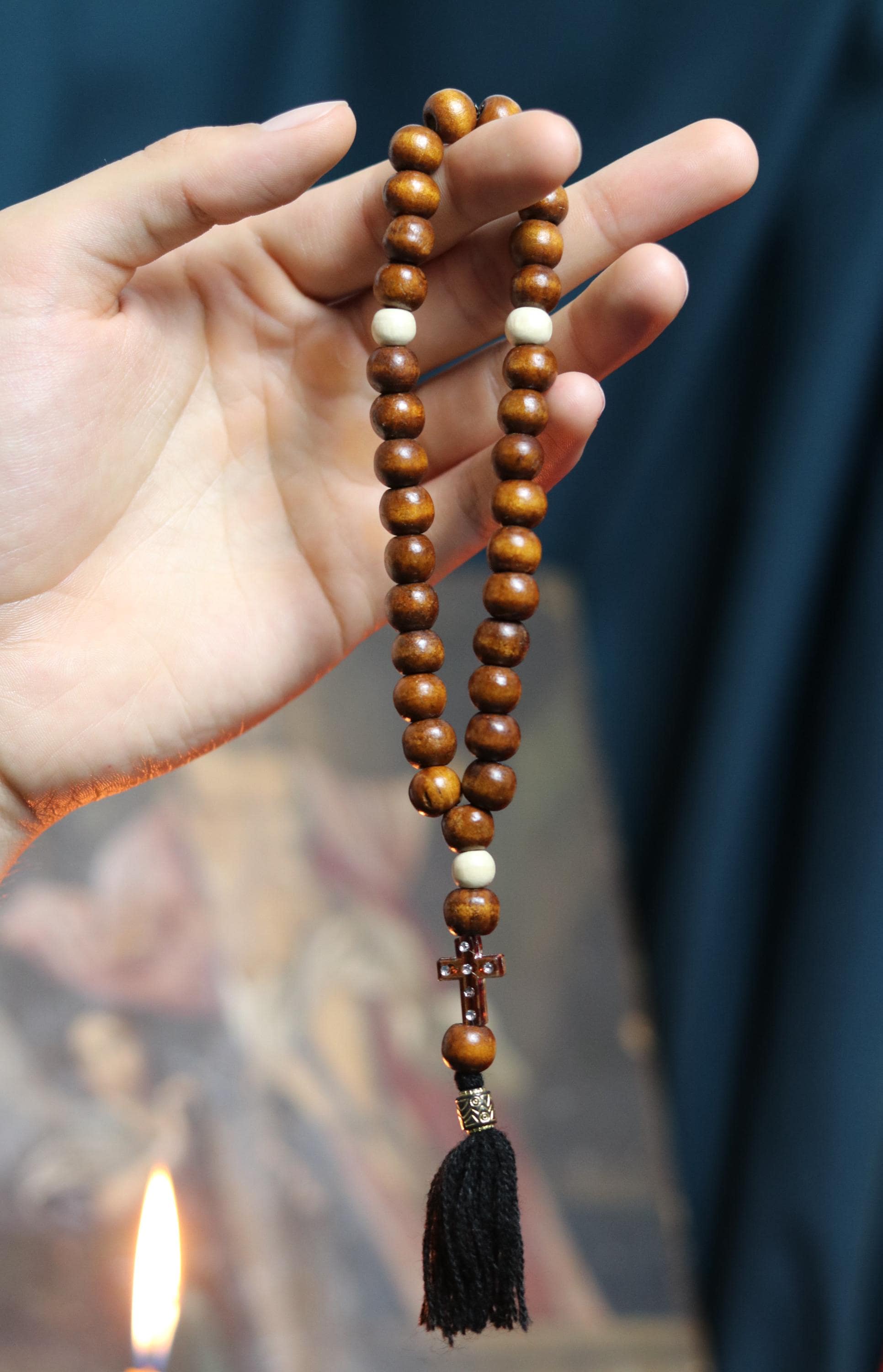 Orthodox Wooden Prayer Beads with Tassel – Handmade Black Wood Orthodox rosaries, Prayer beads, Orthodox prayer rope, Wooden komboskini