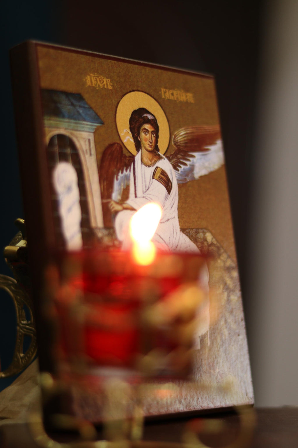 Orthodox Wooden Icon 6.3x4.7 in., Archangel Gabriel Icon, Christian Wall Art