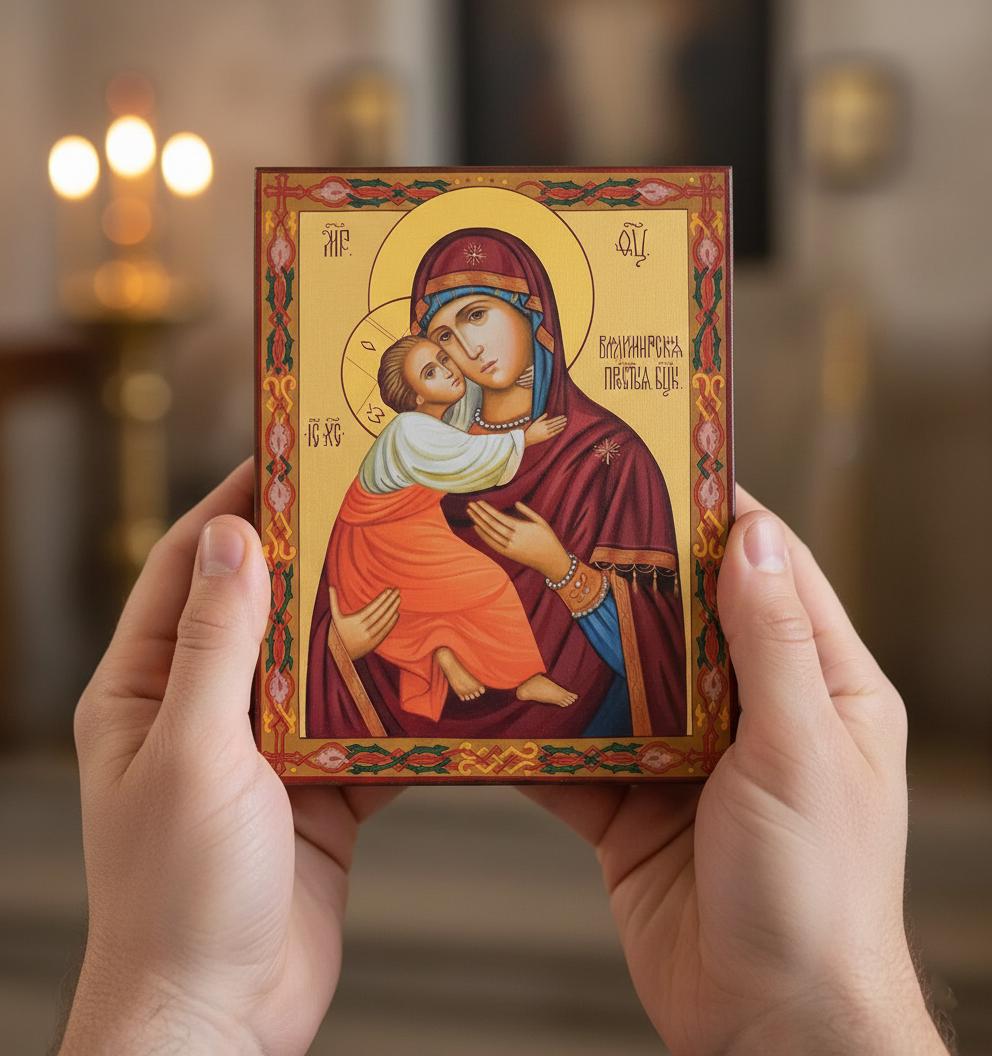Vladimir Mother Of God Orthodox Icon Wooden Icon , Christian Decor, Prayer