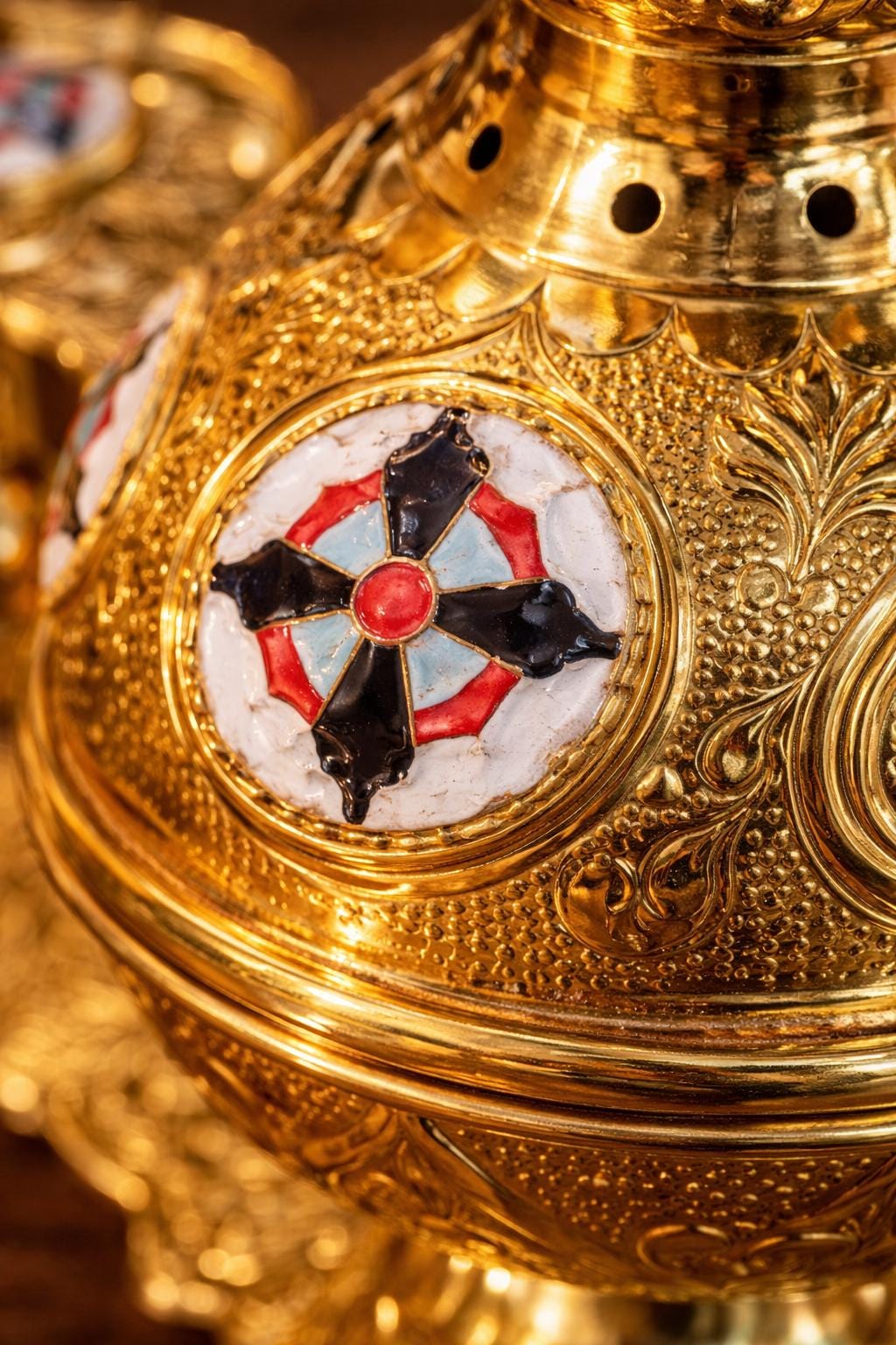 Orthodox Censer Nickel Plated 9.4 Inch, Church Incense Burner with Enamel