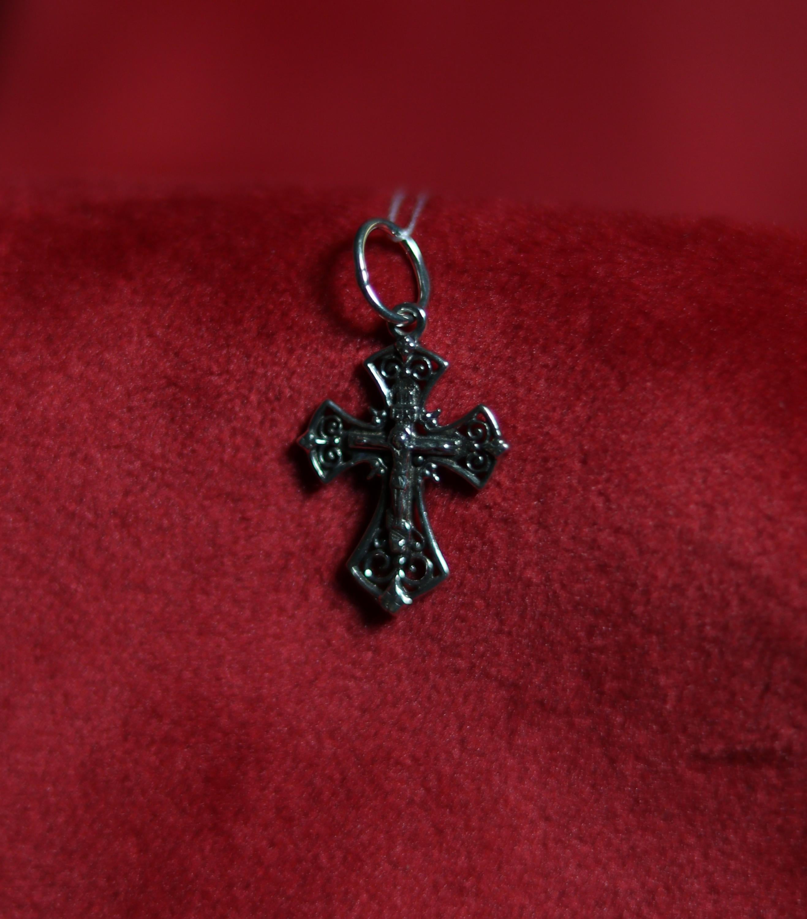 Sterling Silver Orthodox Cross Pendant 2.1 cm, 1.25g Detailed Eastern Crucifix, Christian Gift, Orthodox necklace, Orthodox pendant