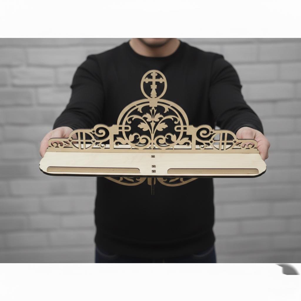 Wooden Icon Shelf 18.9 In, Orthodox Iconostasis Shelf, Prayer Corner, Christian Home Decor