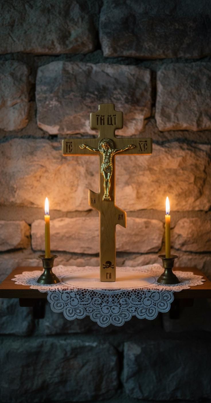 Orthodox Wooden Crucifix, Handcrafted Natural Wood Cross