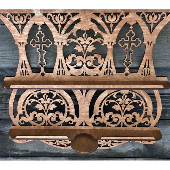 33.5 in Wooden Icon Shelf, Orthodox Iconostasis, Prayer Corner Shelf, Christian Wall Altar