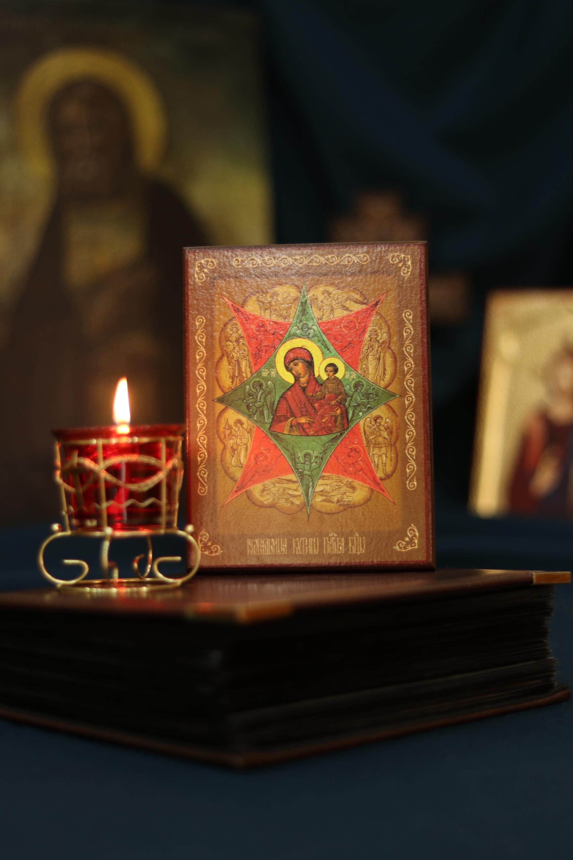 Orthodox Wooden Icon ., Burning Bush Mother of God Icon, Neopalimaya Kupina