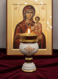 Ceramic Table Oil Lamp 6.7in, Icon Lamp, Retro Oil Lamp, Glass Oil Lamp, Vintage Oil Candle, Orthodox Lamp, Prayer Lamp, Eastern Orthodox