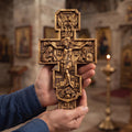 Orthodox Wooden Crucifix, Handcrafted Beech Wood Cross