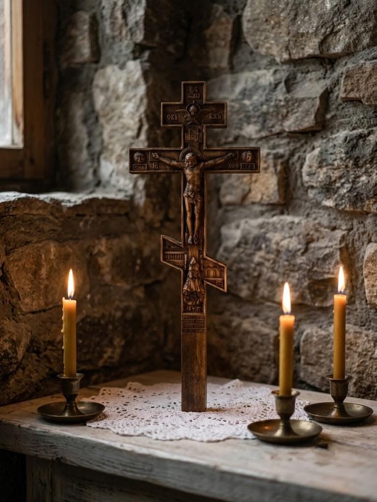 Orthodox Wooden Crucifix 11.8in Wall Cross Beech Wood Christian Wall Decor Gift
