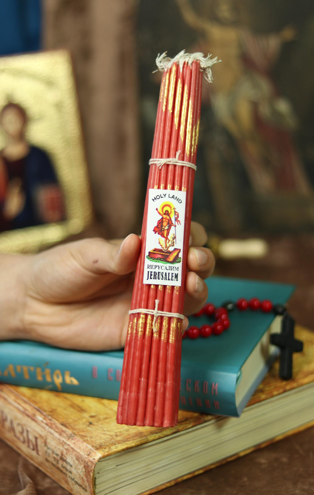 Red Jerusalem Candles 33pcs, Orthodox Candles, Church Candles, Prayer Candle, Religious Candles, Christian Candles, Spiritual Candles
