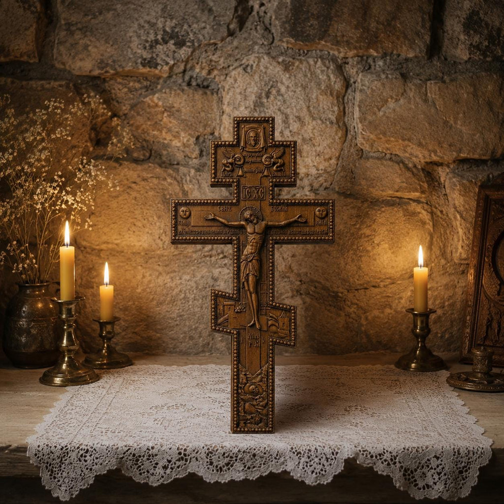Wooden Orthodox Crucifix Wall Cross 7.9-19.7in Jesus Christ Wall Decor