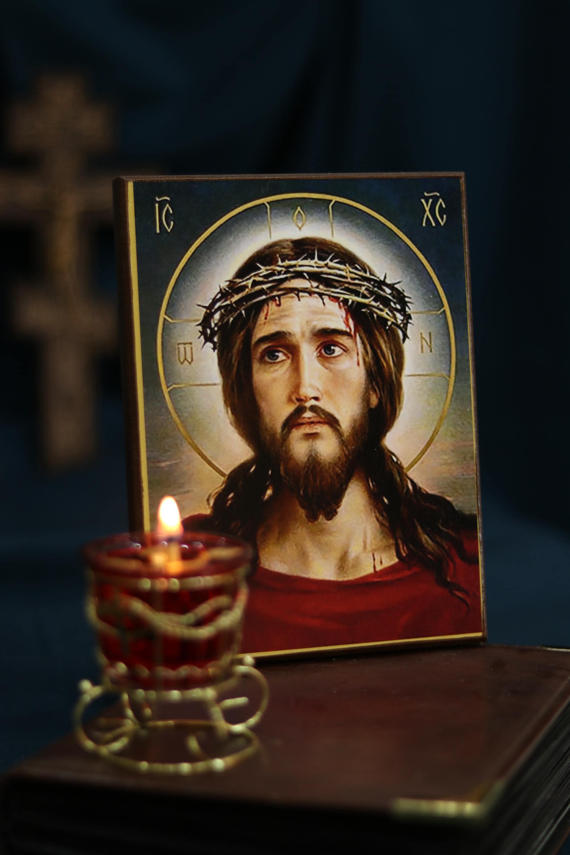 Christ Crown of Thorns Icon, Wooden Icon Orthodox Icon