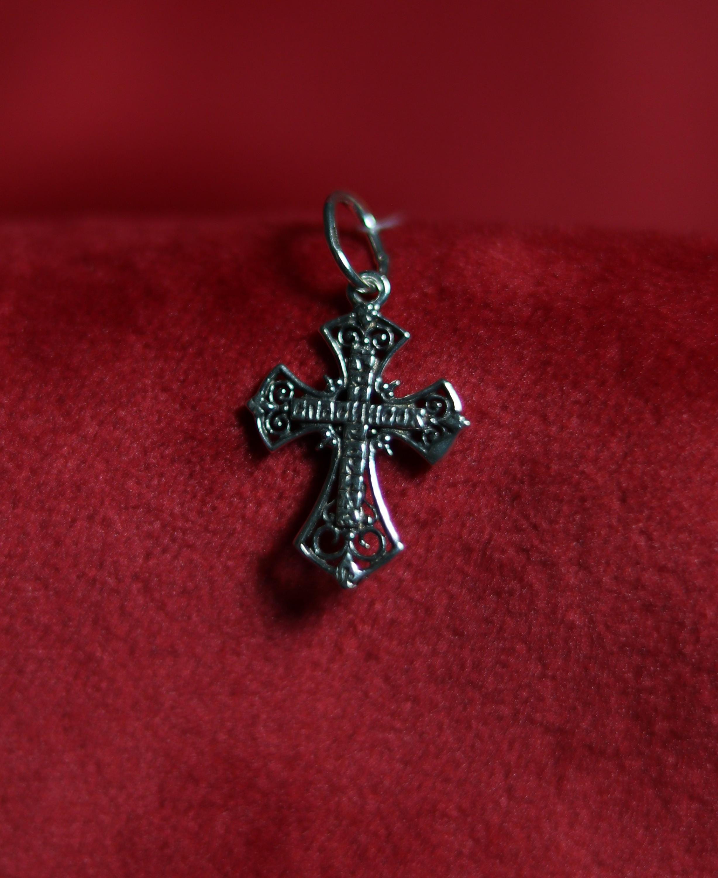 Sterling Silver Orthodox Cross Pendant 2.1 cm, 1.25g Detailed Eastern Crucifix, Christian Gift, Orthodox necklace, Orthodox pendant