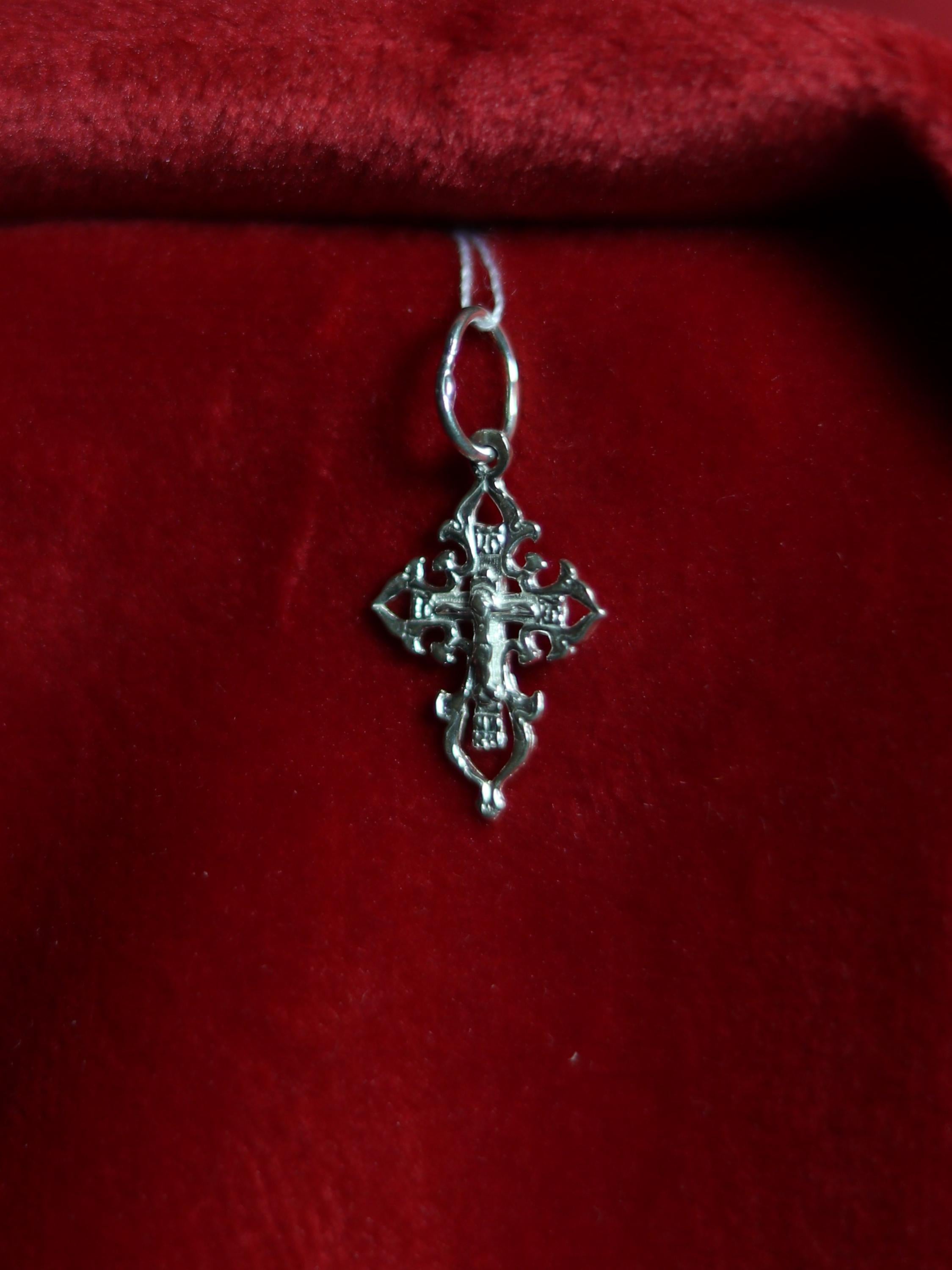 Orthodox Silver Cross Pendant – Sterling Silver 925 – 1.9×1.2 cm – 0.94 g – Eastern Christian Crucifix Charm, Orthodox cross, Crucifixion