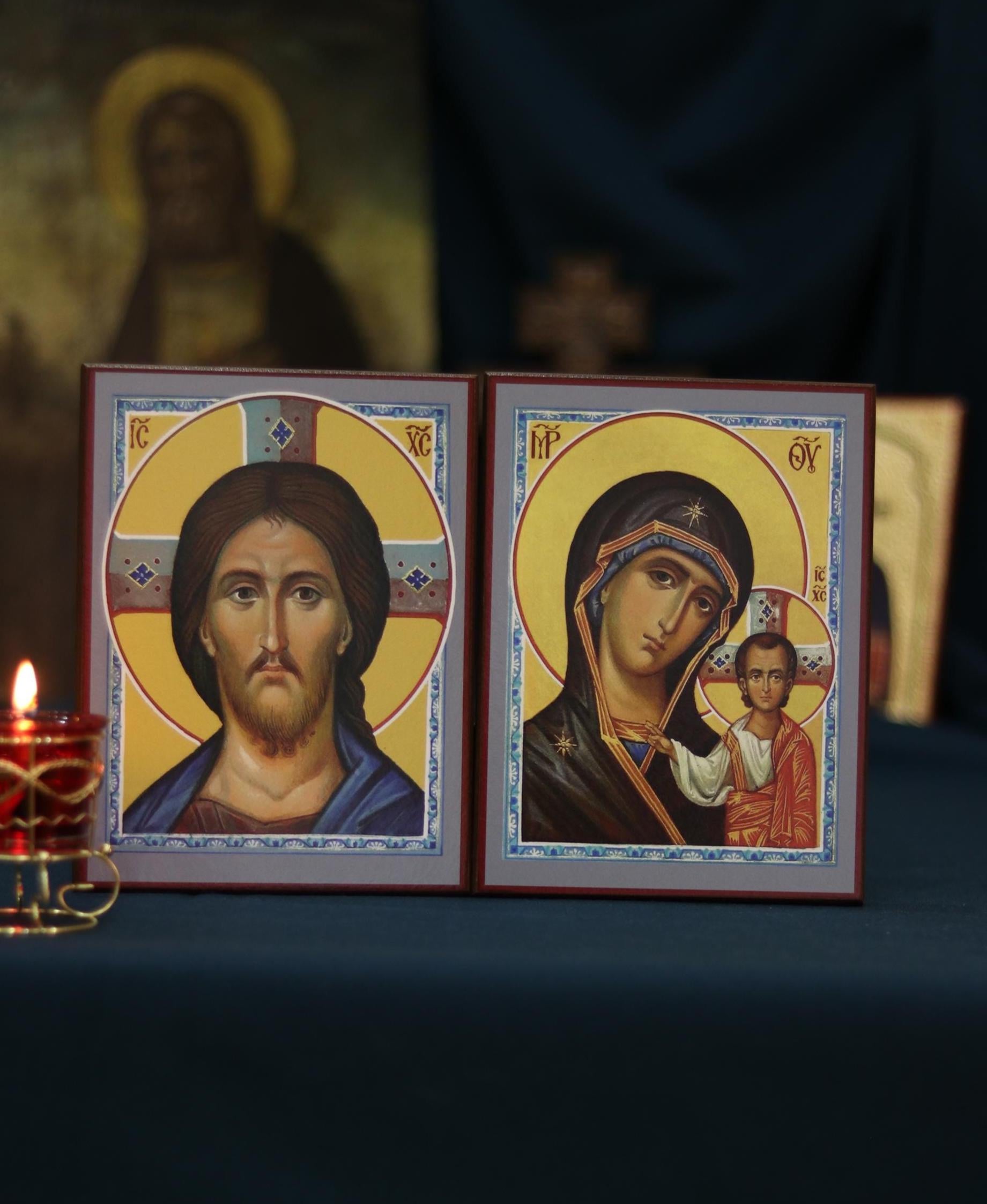 Wedding Icon Set Kazan Mary Jesus Wooden Orthodox 7.9x5.9in