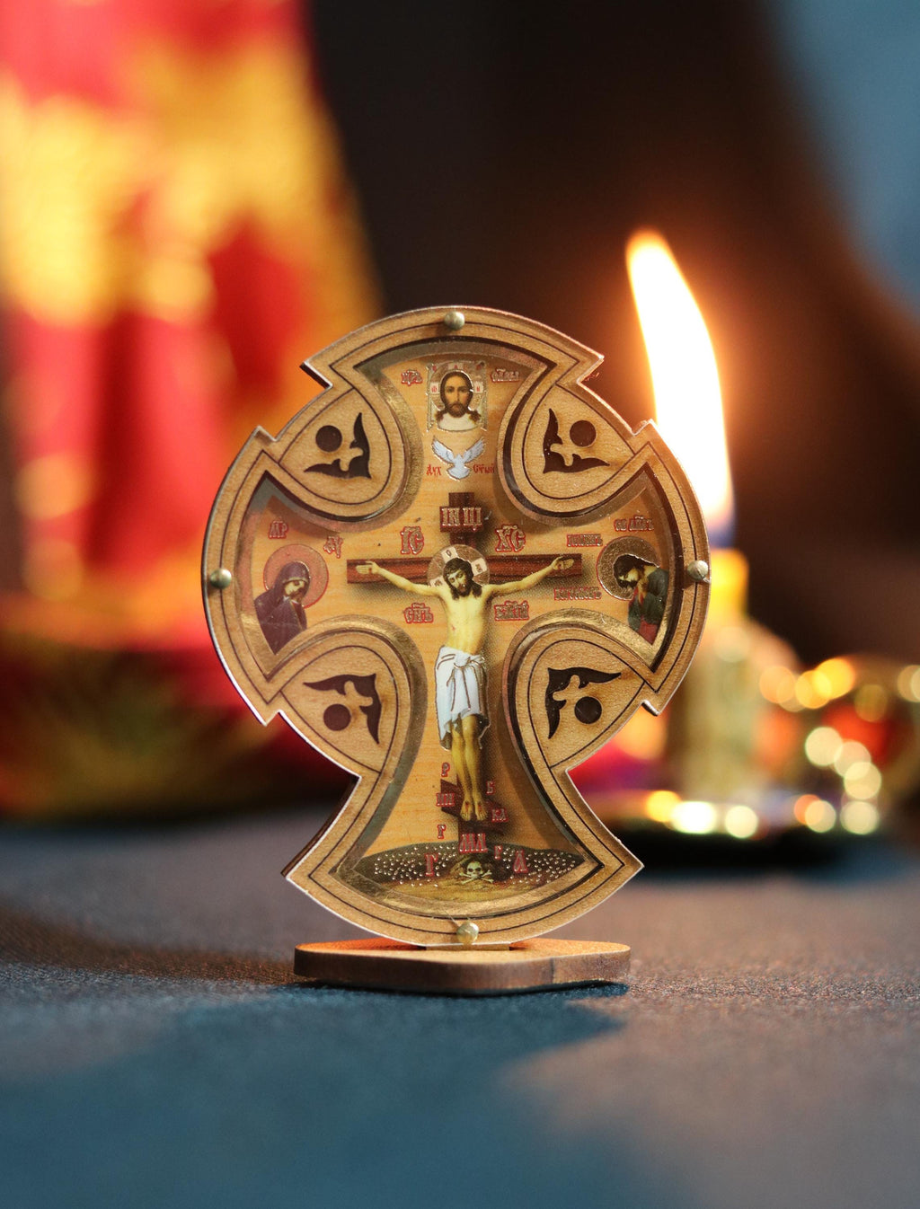 Handmade Wooden Orthodox Cross with Crucifix Icon | Christian Religious Decor | Eastern Orthodox Gift | Tabletop Icon