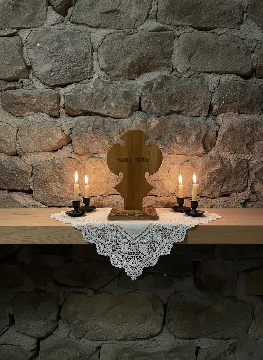 Wooden Orthodox Cross 9"x5.5", Beech Standing Crucifix.