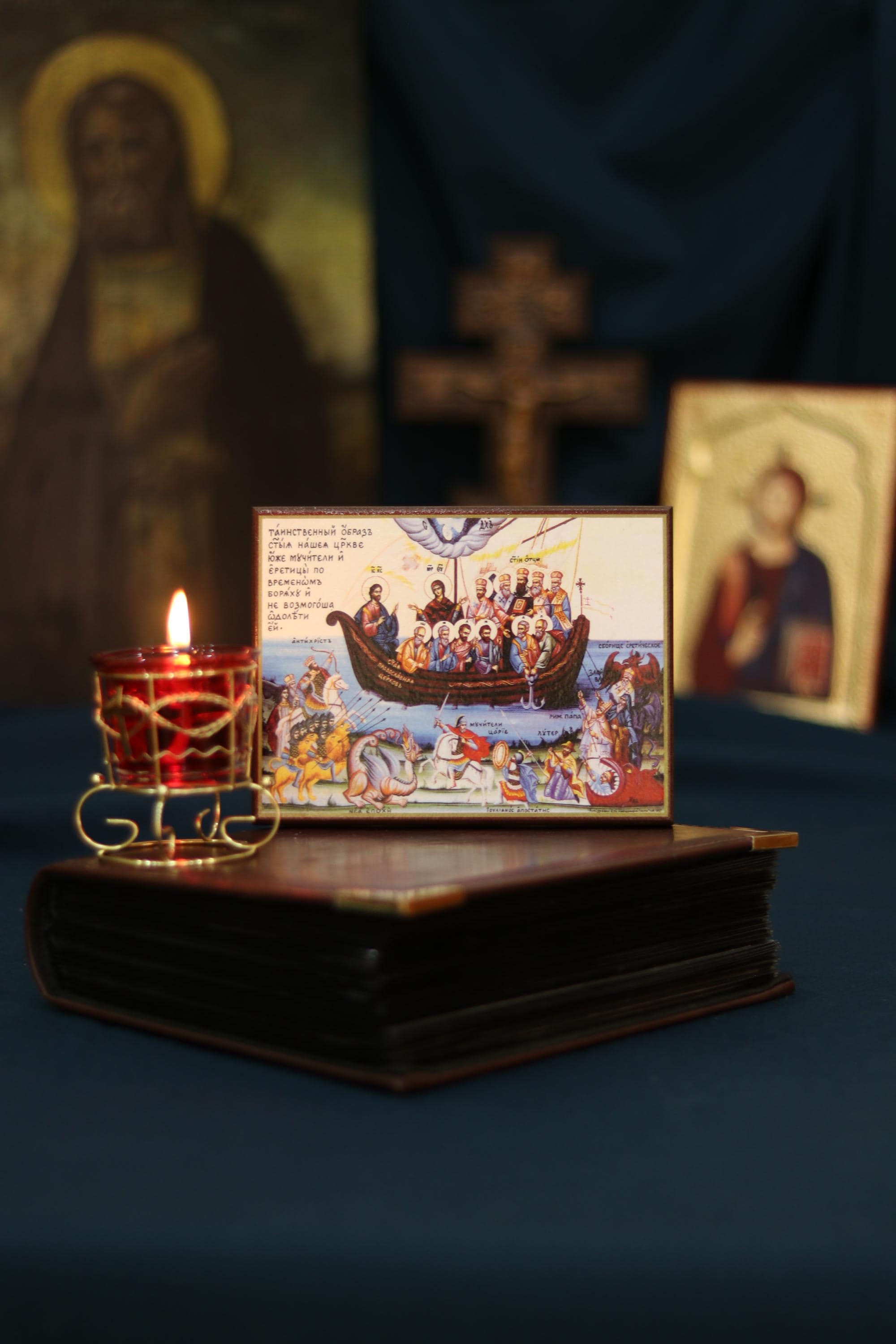 Orthodox Icon Church Ship , Wooden Religious Wooden Icon