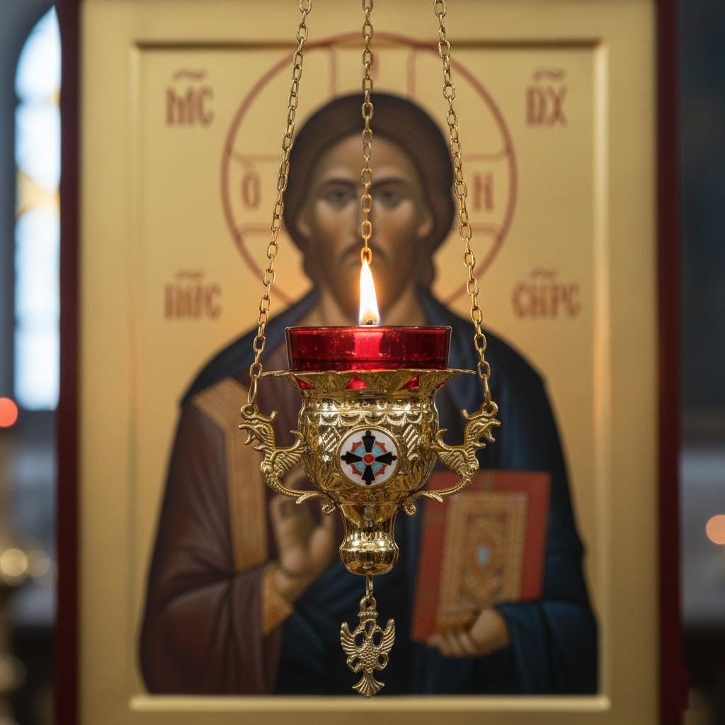 Brass Hanging Oil Lamp, Orthodox Lampada, Byzantine Church Lamp, Icon Lamp, Prayer Corner Decor, Orthodox Gift