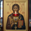 Brass Hanging Oil Lamp, Orthodox Lampada, Byzantine Church Lamp, Icon Lamp, Prayer Corner Decor, Orthodox Gift
