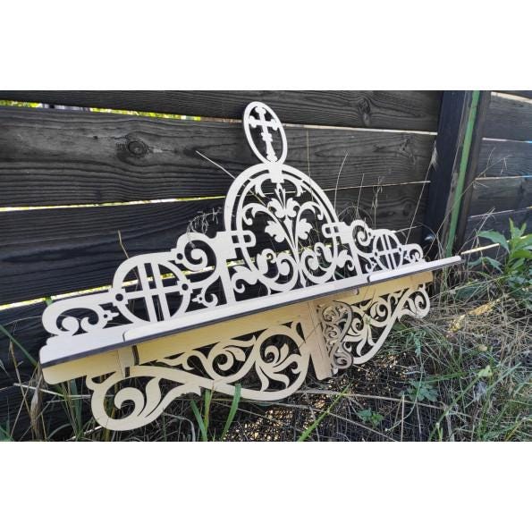 Wooden Icon Shelf, Orthodox Iconostasis, Prayer Corner Shelf, Christian Home Decor