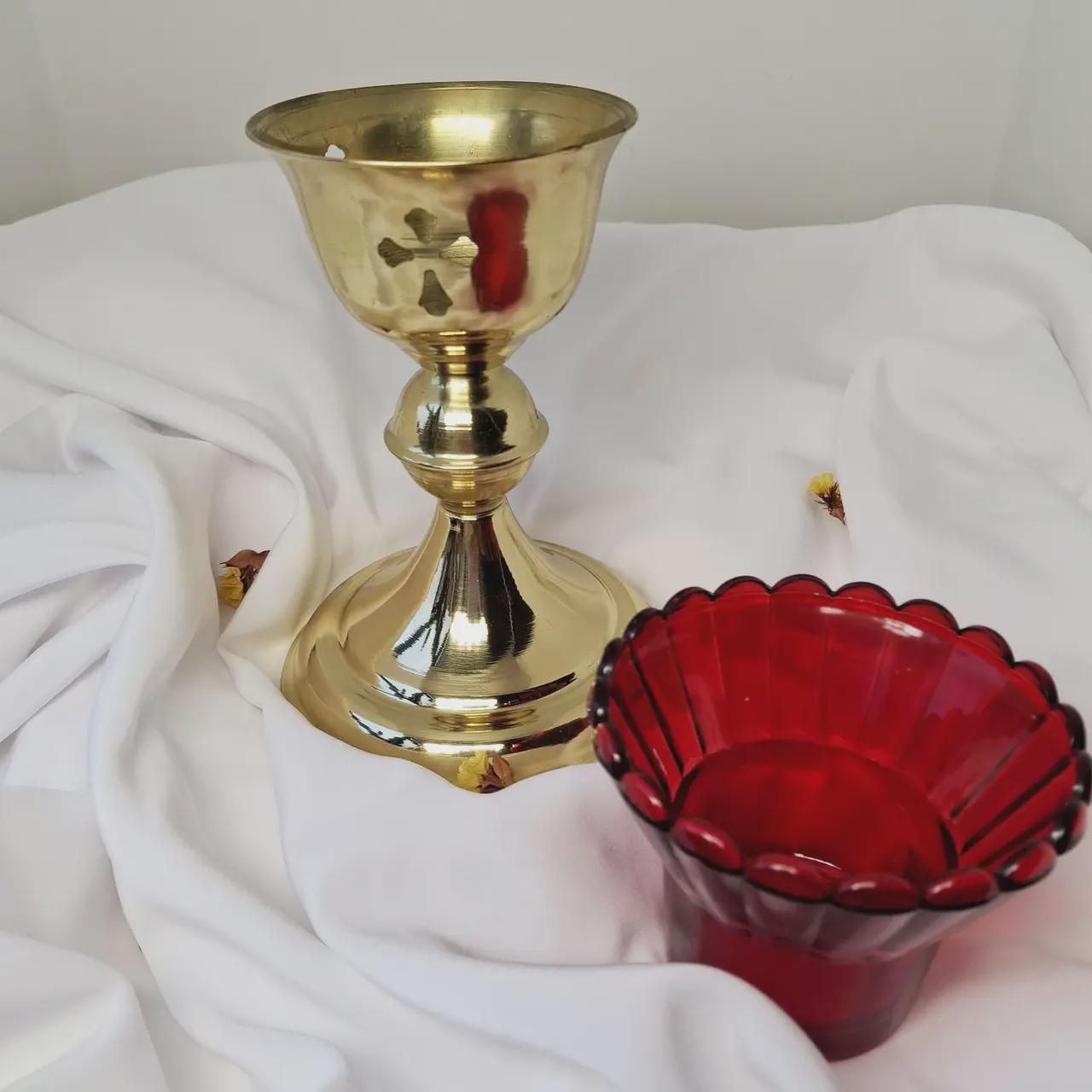 Metal Table Icon Lamp 4.13×5.51 in, Orthodox Lamp, Oil Lamp, Icon Lamp, Prayer Light, Church Decor