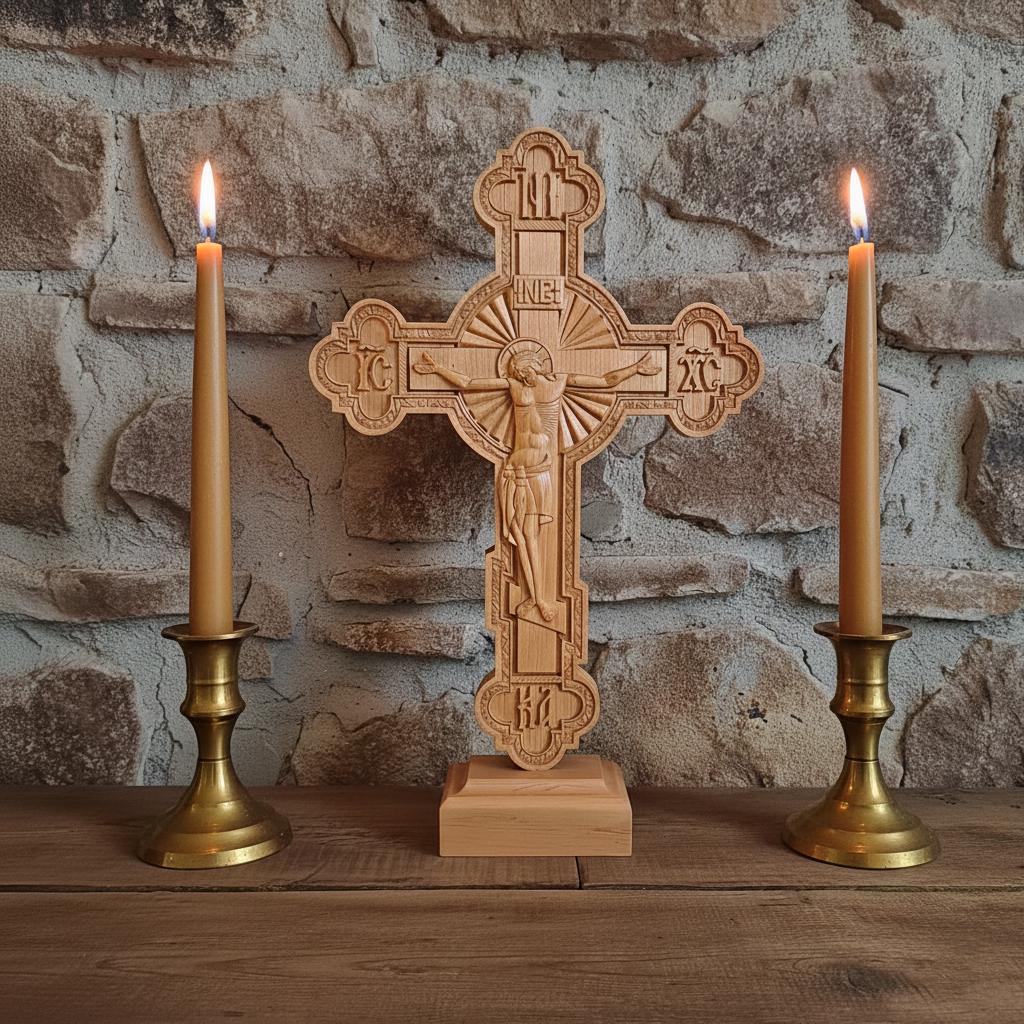 16.1 Inch Wooden Cross, Orthodox Cross, Crucifix, Jesus Christ Cross, Christian Cross, Standing Cross, Church Cross, Religious Decor