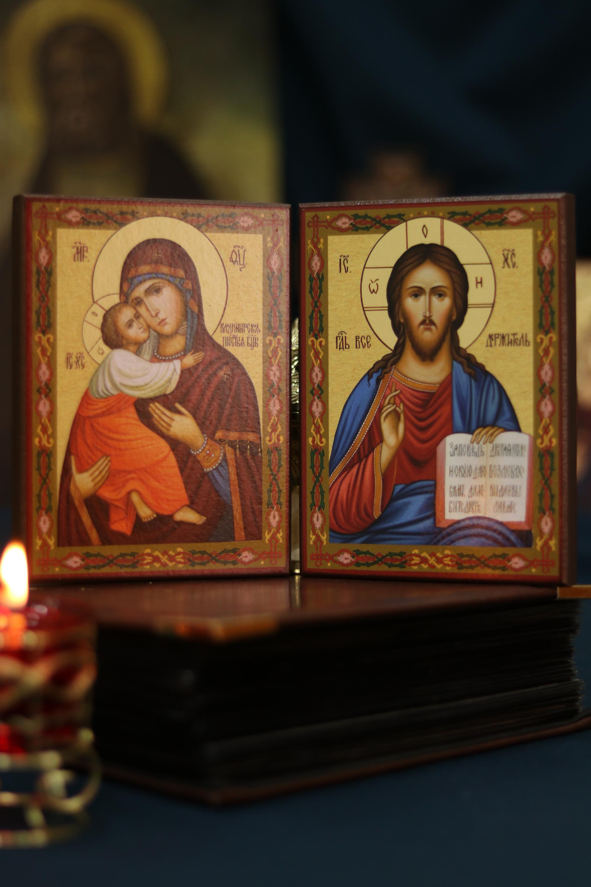 Wedding Icon Set Vladimir Mother of God Wooden Orthodox Icons 6.3x4.7in