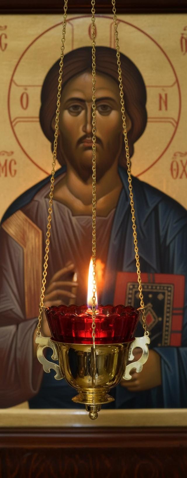 Brass Hanging Oil Lamp, Orthodox Lamp, Icon Lamp