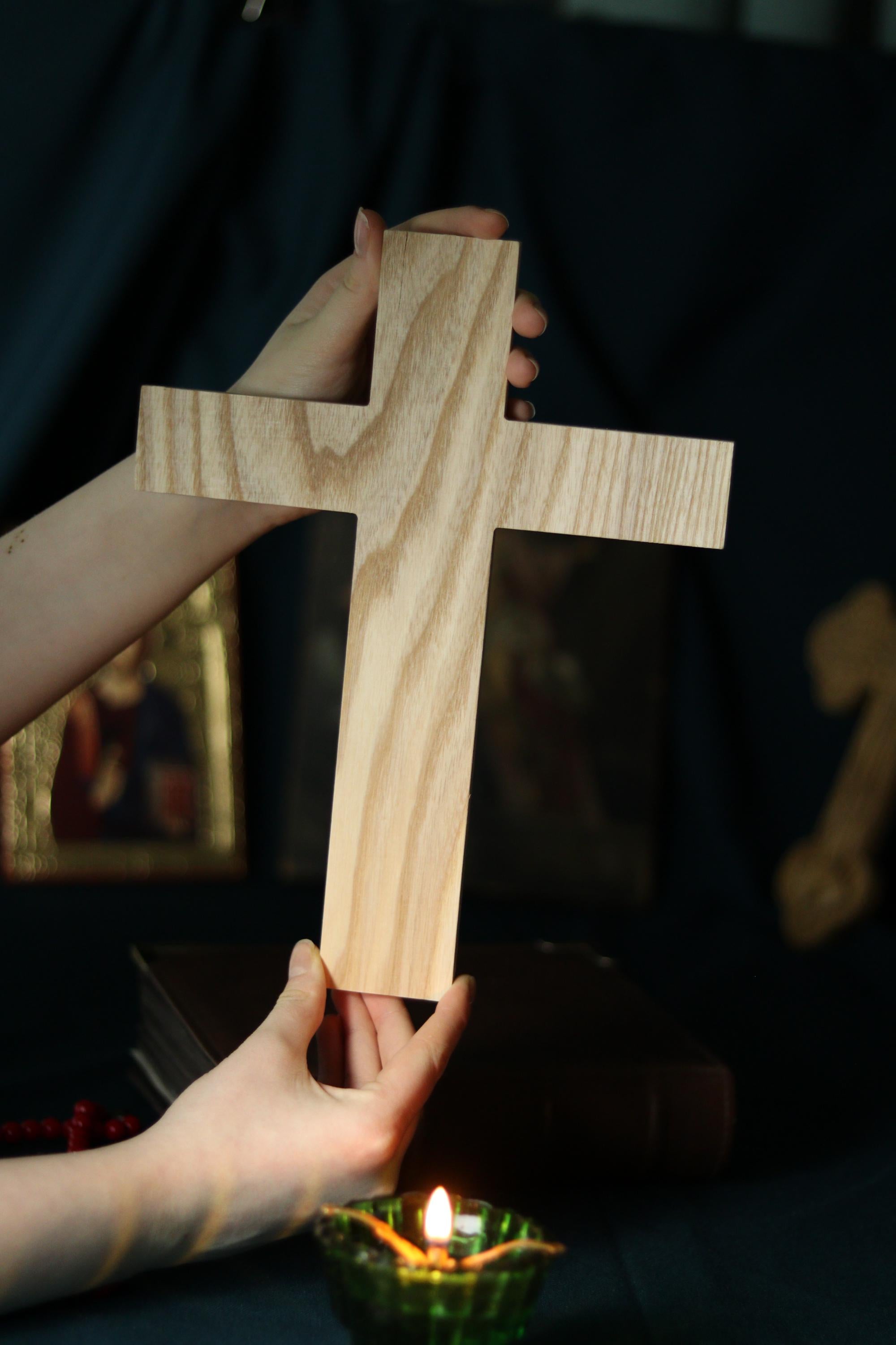 12in Beech Wood Cross 320g, Church Cross, Wooden Cross, Orthodox Cross, Crucifix Jesus Christ.