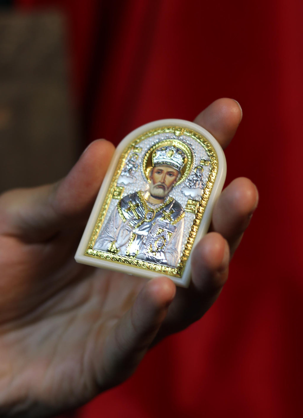 Orthodox icon of Nicholas the Wonderworker, silver icon, Orthodox silver icon, Orthodox icon, Religious icon, Christian icon, Greek icon