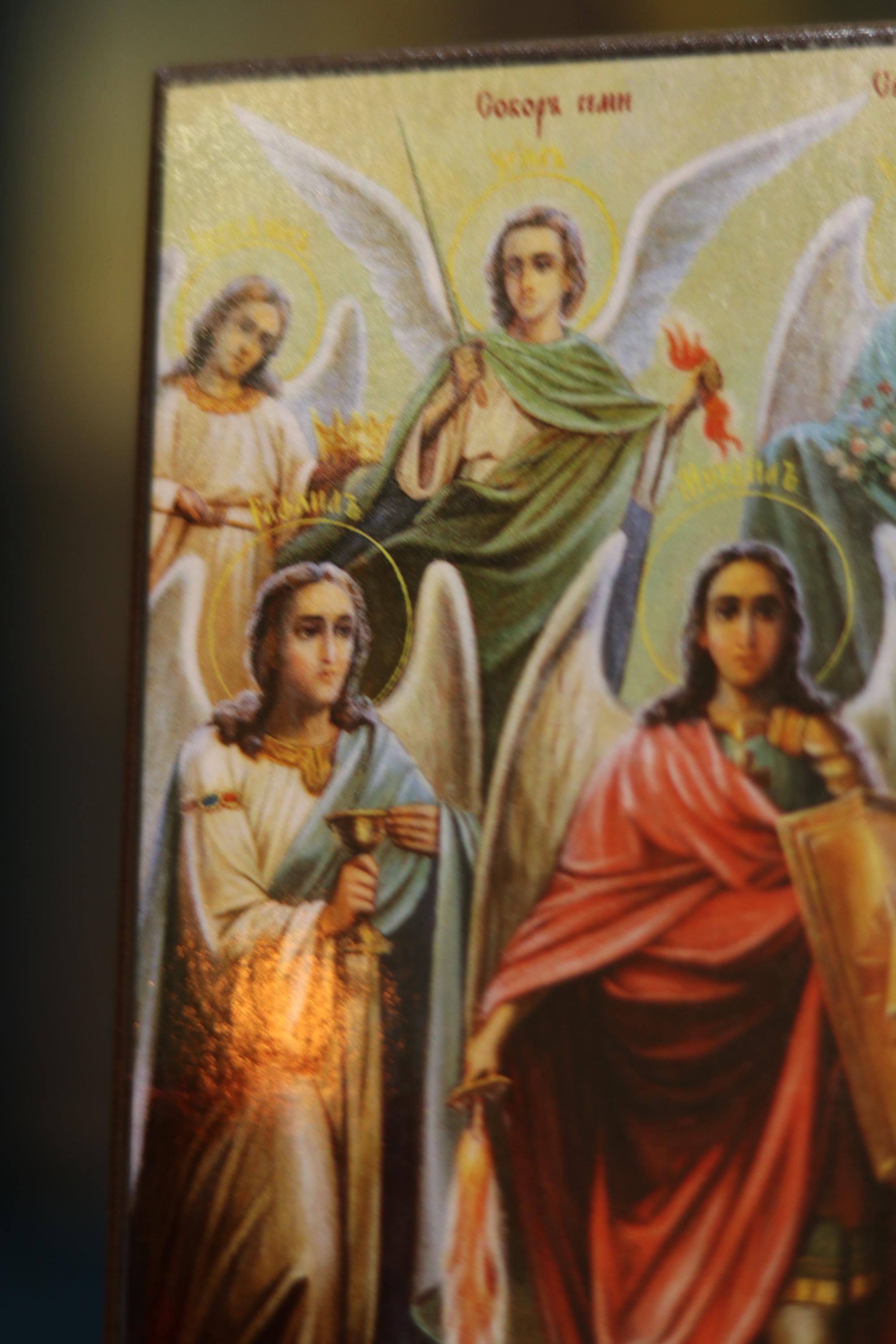 Holy Seven Archangels Wooden Icon Orthodox Plaque