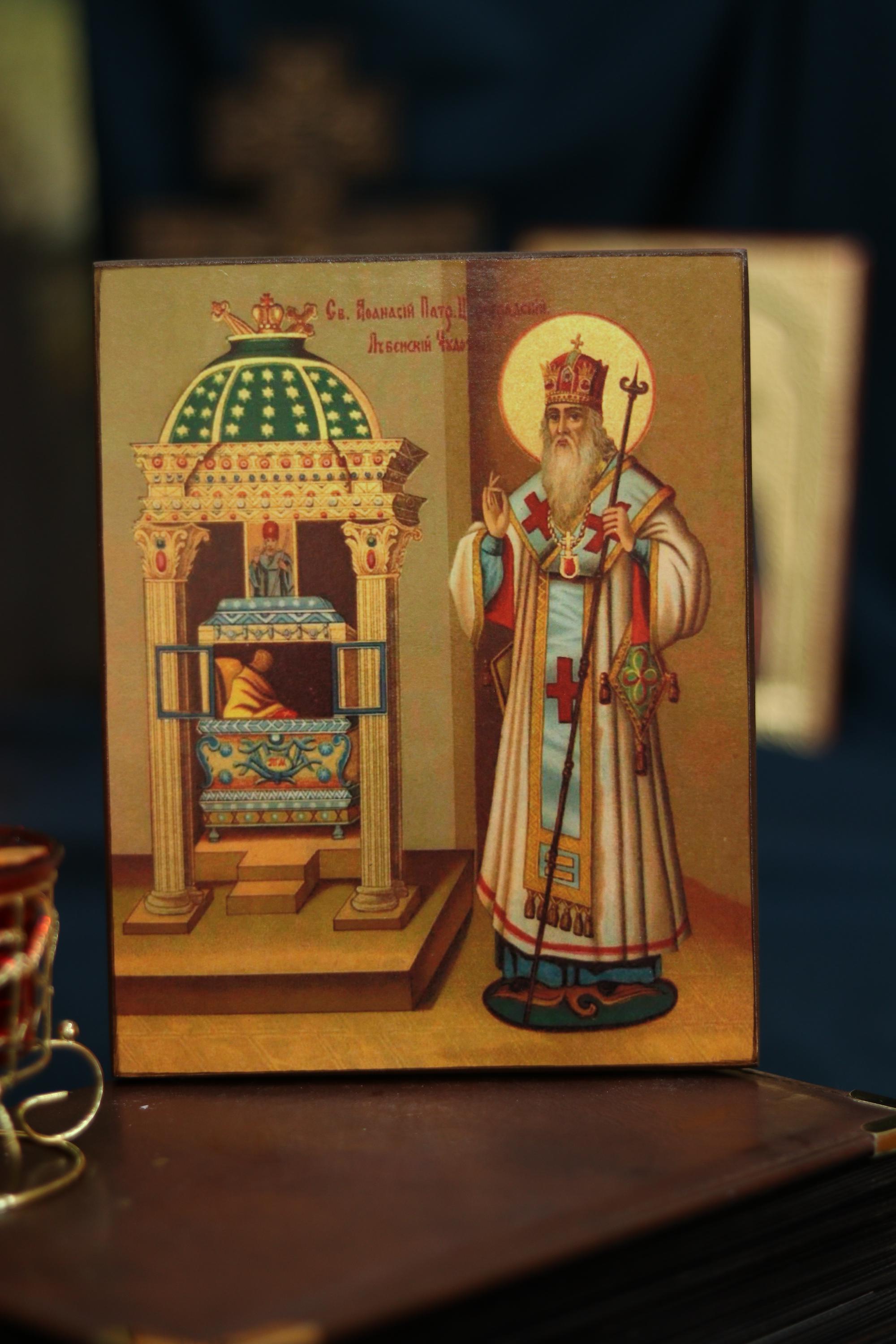 Saint Athanasius Patriarch of Constantinople Orthodox Wooden Icon Lubny