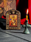 Icon in frame Nicholas the Wonderworker Myra, Icon with decoration, Orthodox icon, Lithography icon, Icon 10x14