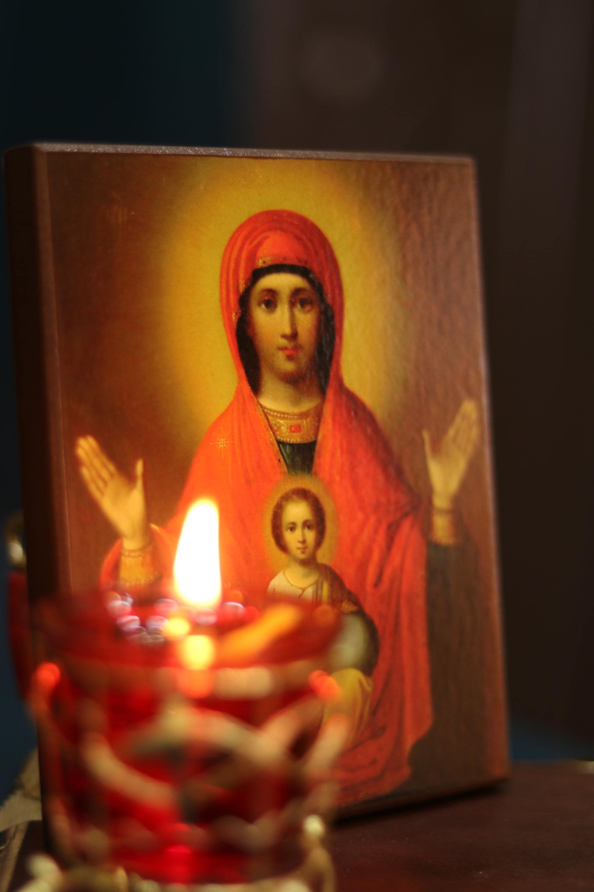 Wooden Icon Orthodox Icon, Virgin Mary Sign Icon