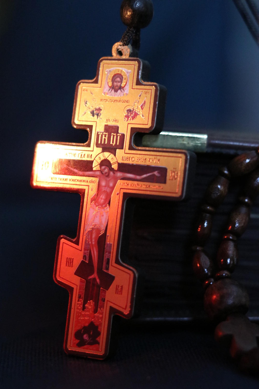 Wooden Orthodox Cross 3.5in, Crucifix Pendant, Jesus Christ Cross, Christian Necklace